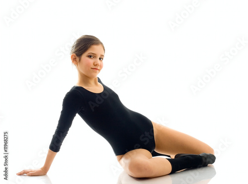 Portrait of cute teen gymnast girl