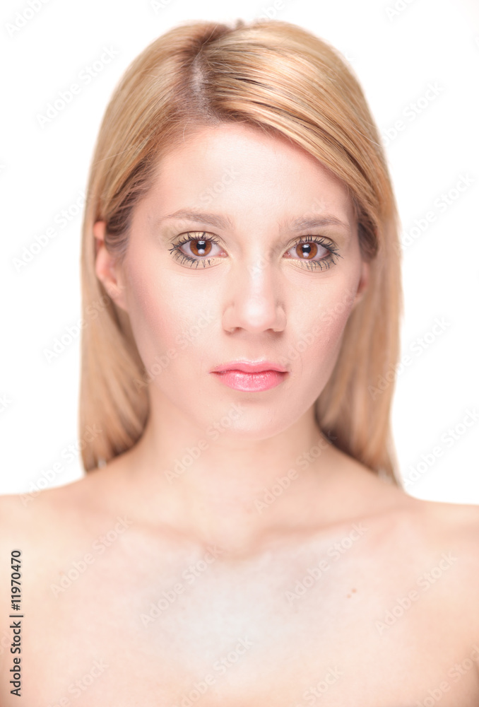 Beautiful blonde girl isolated against white background Beautiful blonde girl isolated against white background
