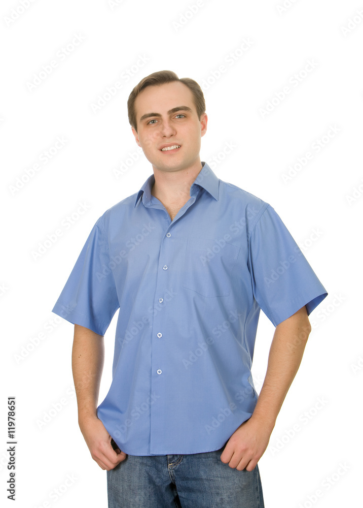 Fototapeta premium Studio shot of a young handsome guy. Isolated on white.