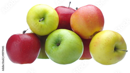 Row of multicolor apples