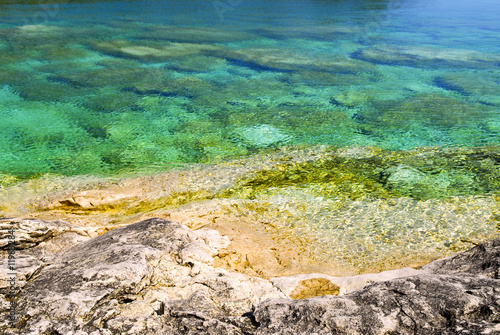 Rocks at shore of Georgian Bay photo