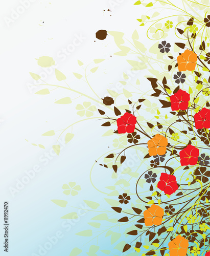 floral nature sur fond bleu