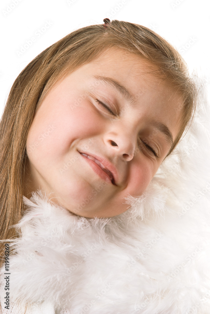 Tenderness. Girl with white fan Tenderness. Girl with white fan