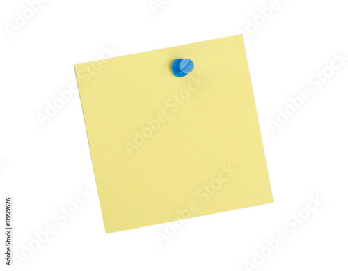 Yellow reminder note with blue pin