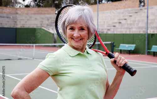 Active Senior Playing Tennis