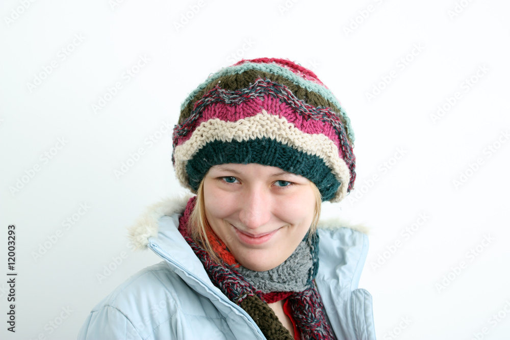 The woman in winter clothes. The woman in winter clothes.
