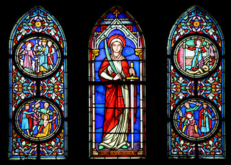 Leinwandbilder Buntglas Farbenfrohes Kirchenfenster mit Bleiverglasung  © Jean-Jacques Cordier