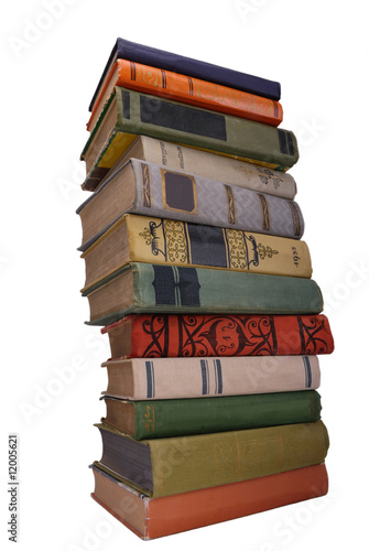 Stack of ccolor old books isolated 1