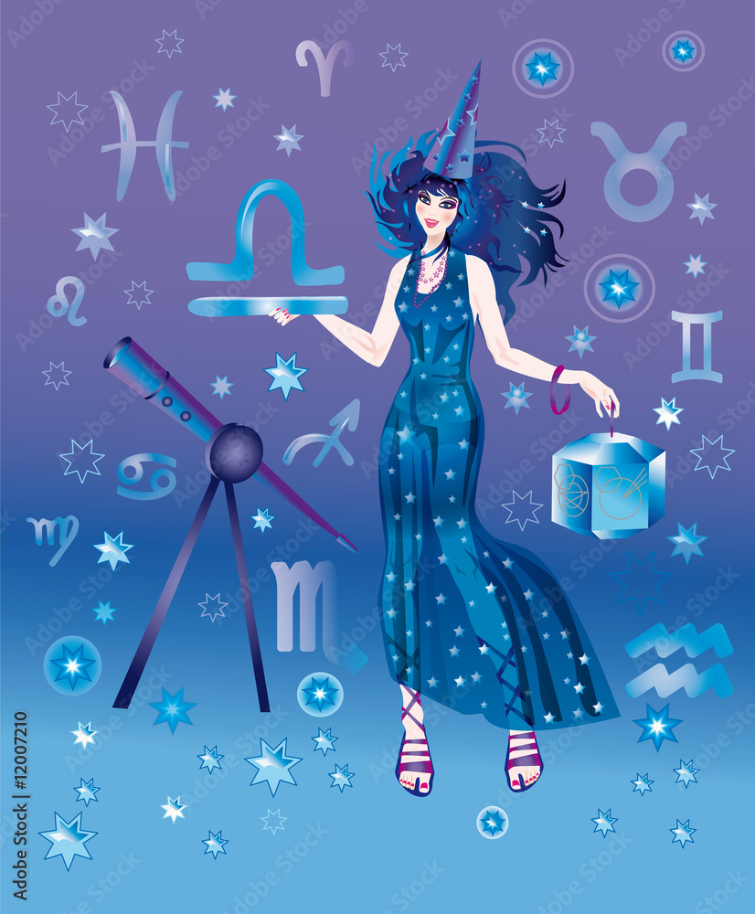 Φωτογραφία Girl-astrologer with sign of zodiac of Libra character