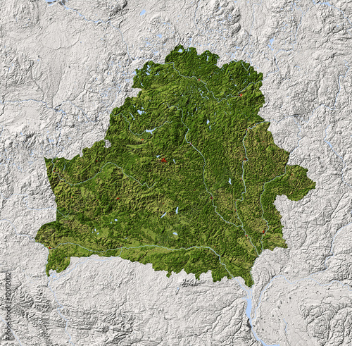 Fototapeta Naklejka Na Ścianę i Meble -  Belarus, shaded relief map