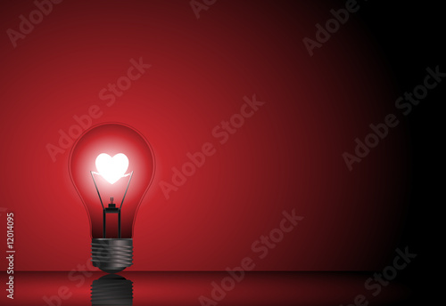 Love Bulb in Red Background