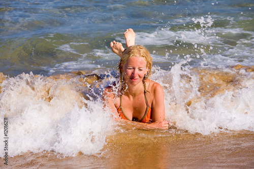 a beutiful woman on the beach in Mediterranean © kubais