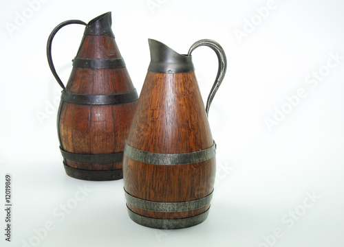 Old wooden pitchers photo