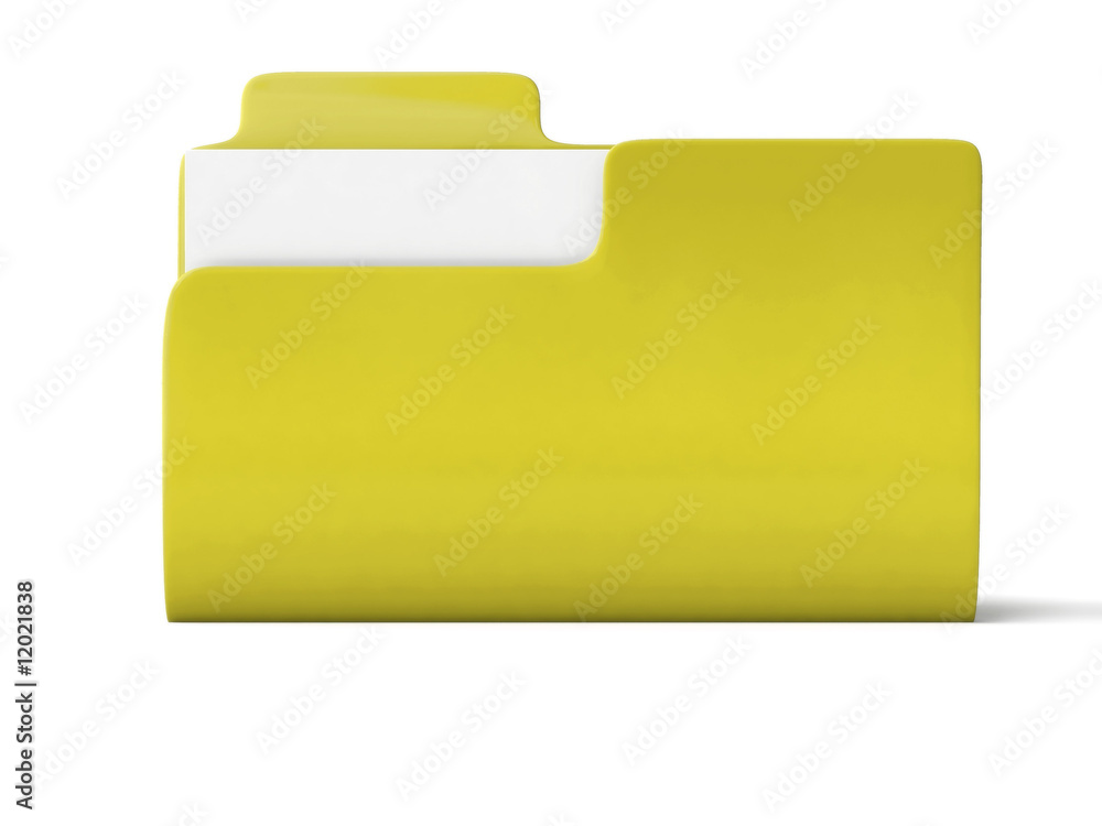 yellow folder with few white sheets in it on white background yellow folder with few white sheets in it on white background
