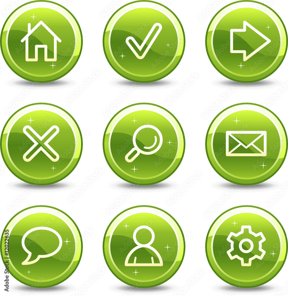 Basic web icons, green glossy circle buttons series Basic web icons, green glossy circle buttons series