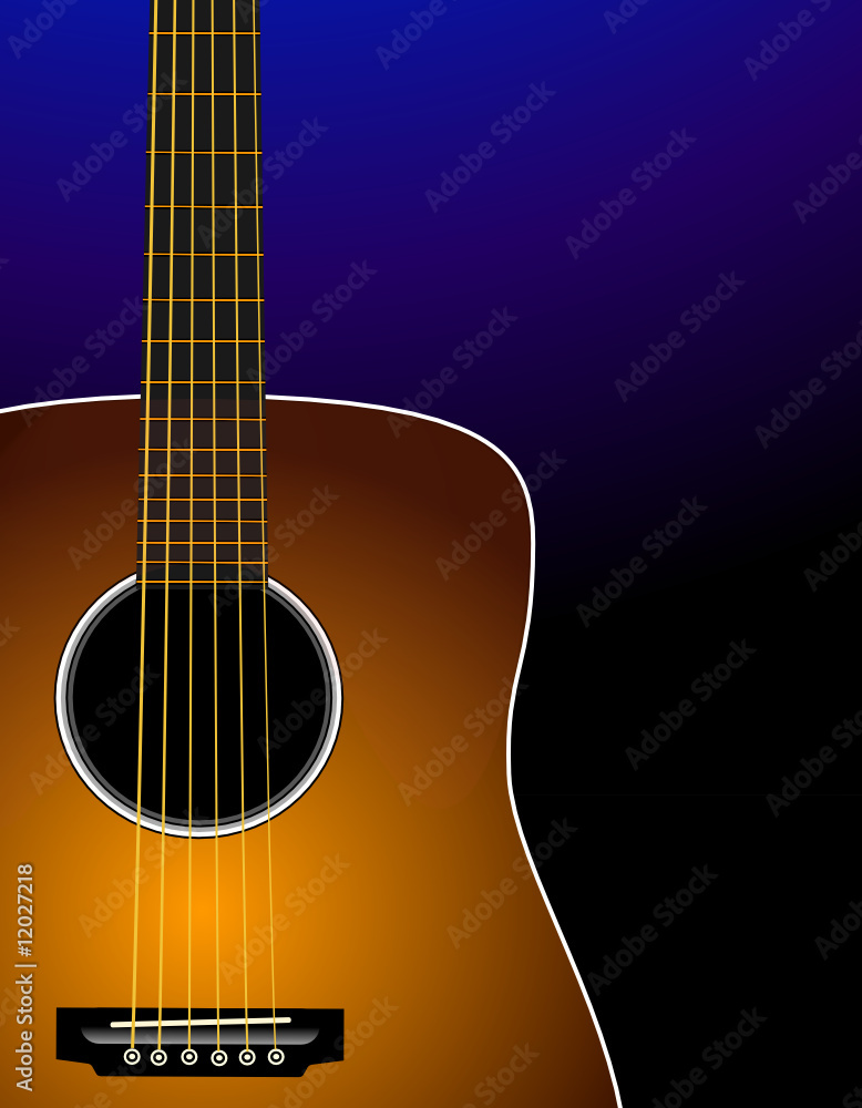 Fototapeta premium Sunburst acoustic guitar - Realistic