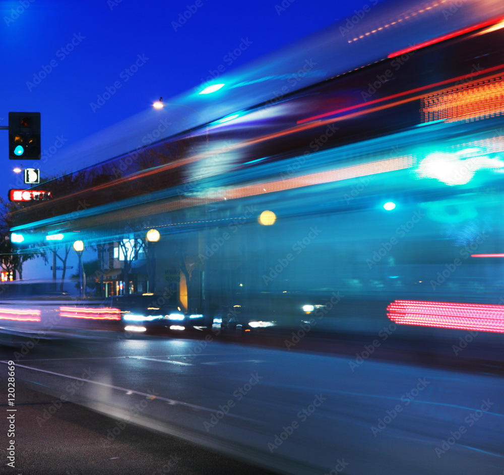 Obraz premium Speeding bus, blurred motion