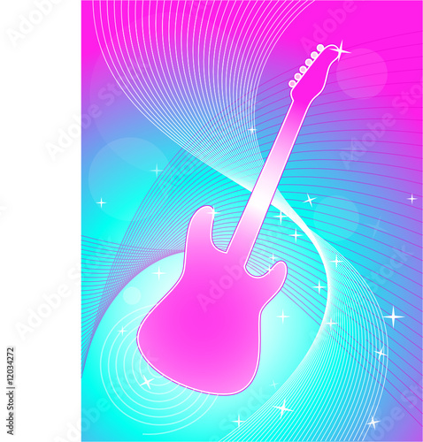 Swirl Guitar background - vector illustration