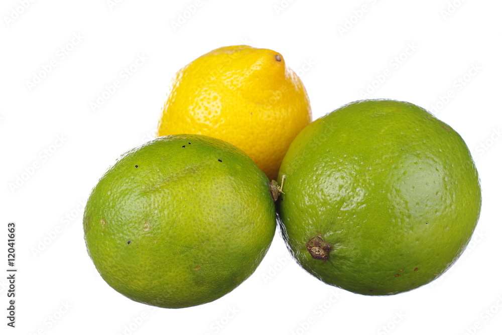 Fresh Lime and Lemon on white background Fresh Lime and Lemon on white background