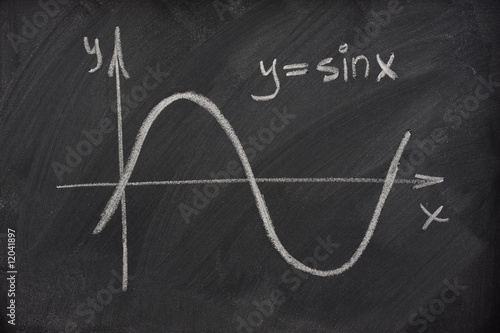 graph of sine function on a school blackboard photo