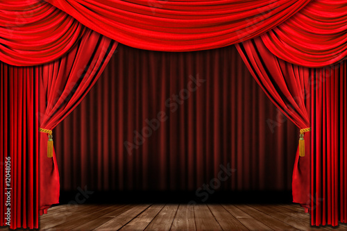 Dramatic red old fashioned elegant theater stage