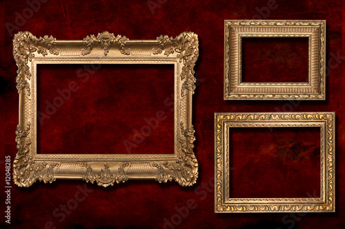 3 Gold Frames Against a Grunge Background