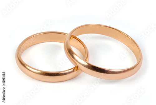 Wedding rings on white with clipping pass