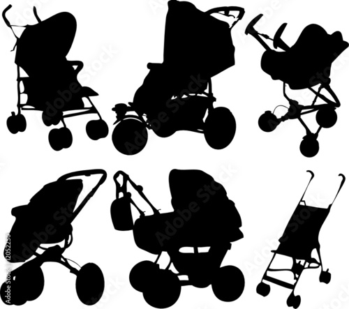 Pram - vector work, black silhouette