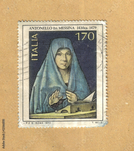 italian stamp, nun at prayer photo