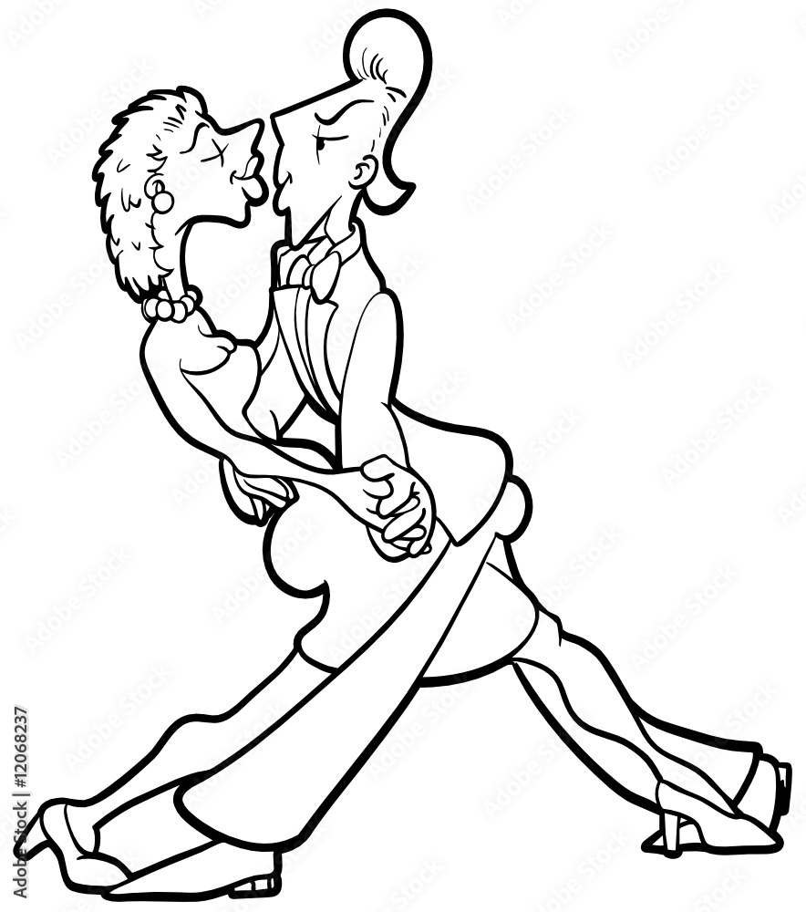 Fototapeta premium dancer couple dancing black and white