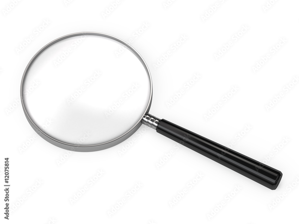 Magnifying Glass isolated on white, very high quality 3d render Magnifying Glass isolated on white, very high quality 3d render