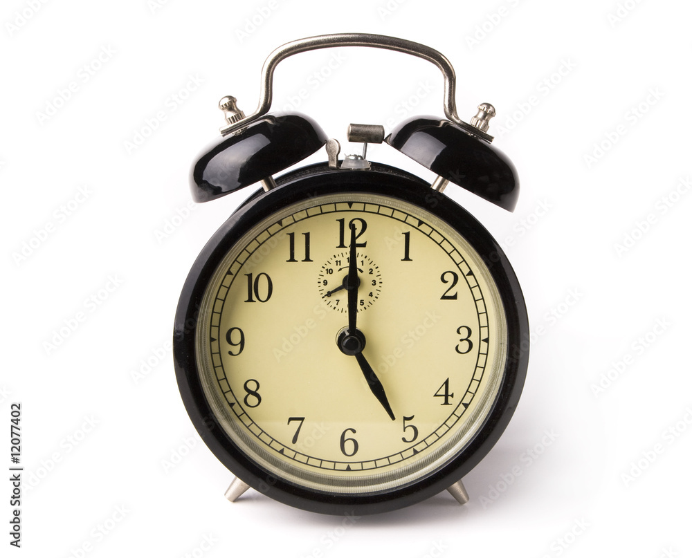 Retro Analog Alarm Clock isolated on White Retro Analog Alarm Clock isolated on White