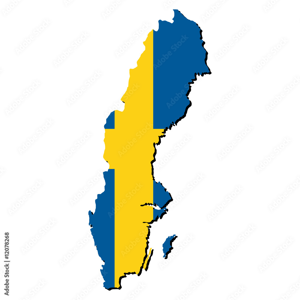 Obraz premium Sweden map flag