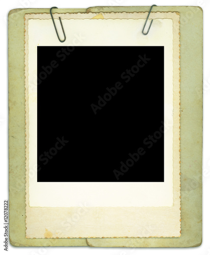 Blank Vintage Photo and Papers Clipped Together