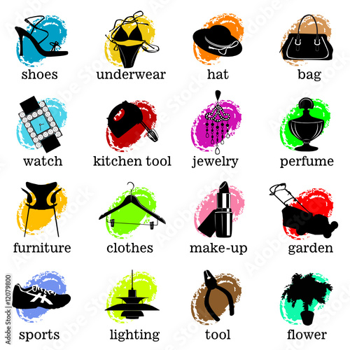 web site category icons vector