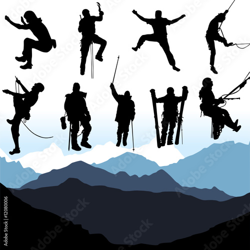 climbers and mountain set