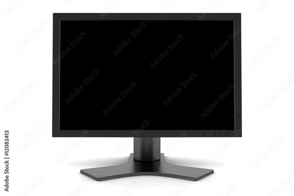 tft monitor with blank screen isolated on white background