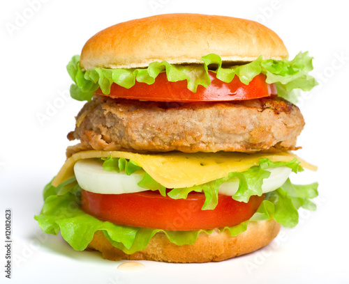 big cheeseburger with fresh ingredients