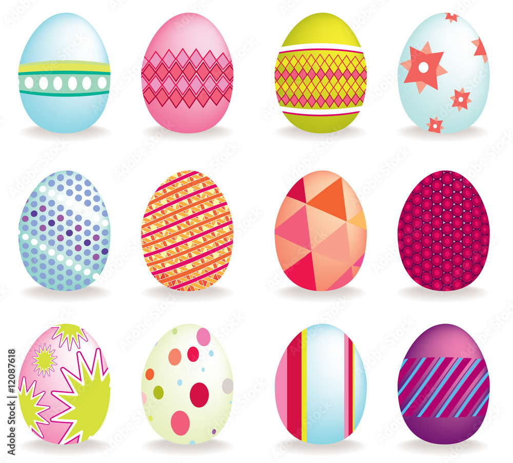 Set of 12 vector icon easter eggs Set of 12 vector icon easter eggs