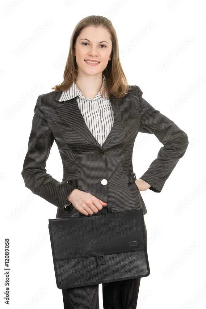 Smiling businesswoman. Isolated on white
