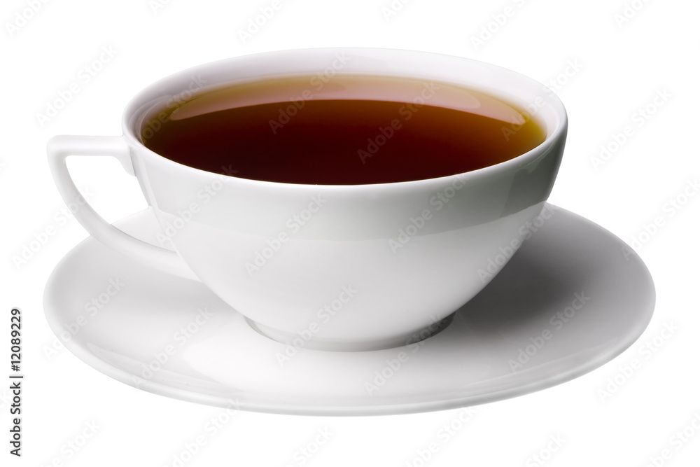 White Cup Filled with Tea isolated on white White Cup Filled with Tea isolated on white