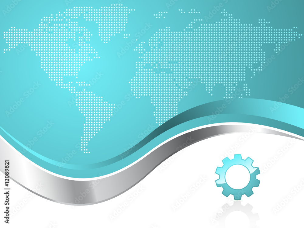 Obraz premium World Map with Gear Logo Business Background