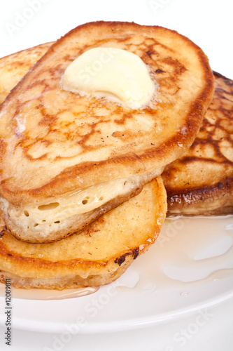 Pancakes with maple syrup and melted butter