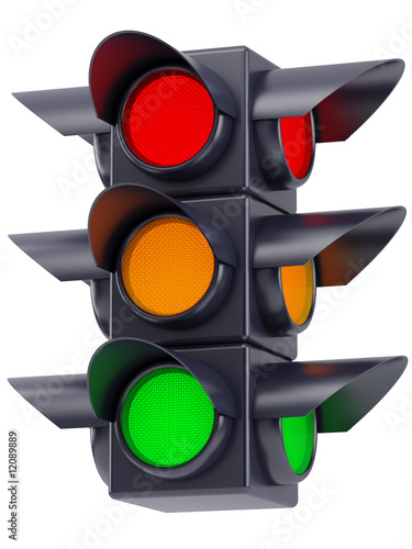 the traffic lights on white background