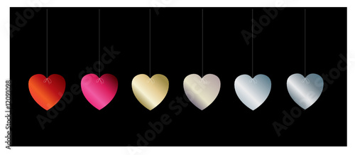 Hearts on strings pink background