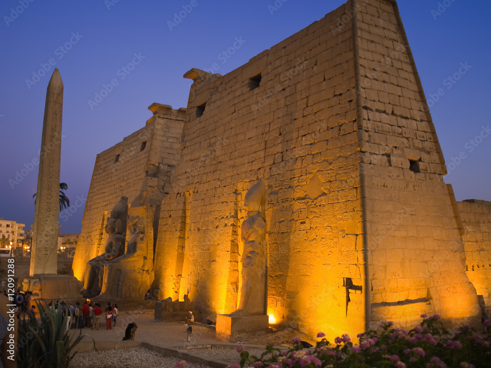 Entrance of Luxor temple at night. Thebes