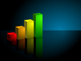 Upward Business 3D Bar Graph with Copy Space