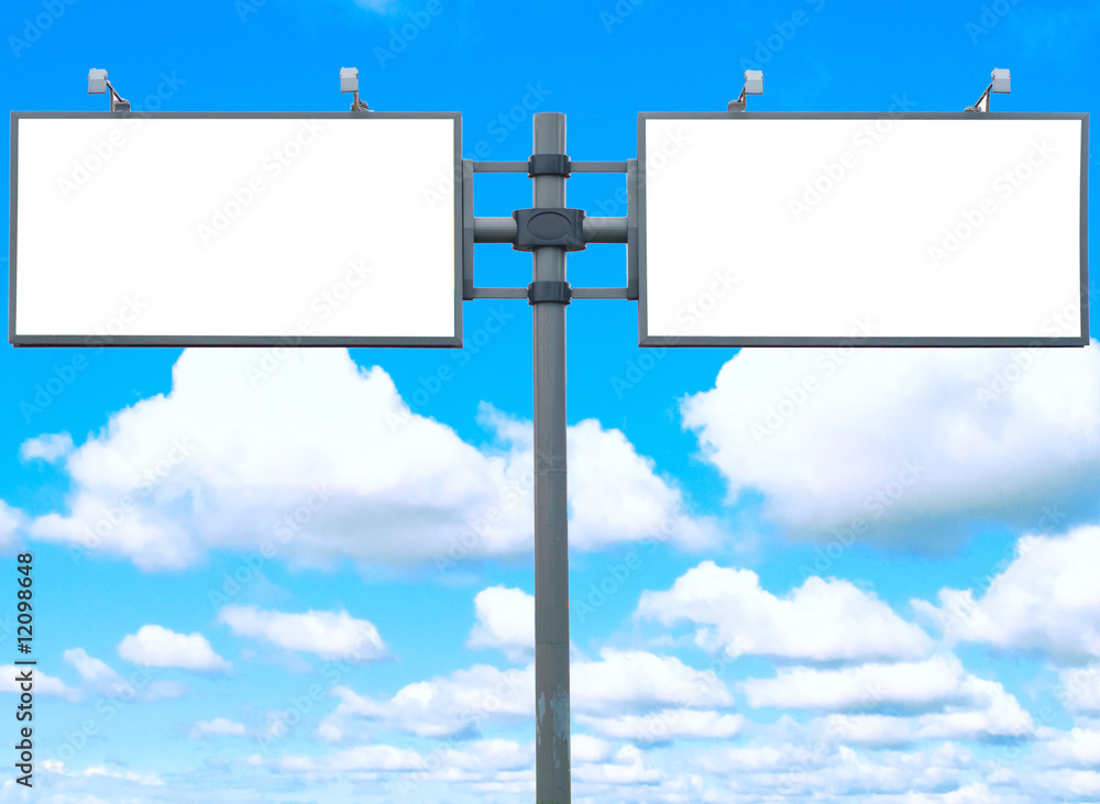 Double Blank Street billboard and cloudy sky Double Blank Street billboard and cloudy sky