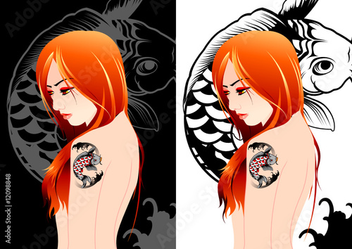 Girl tattoo vectors illustration