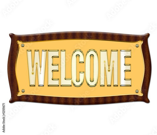 Gold welcome sign photo